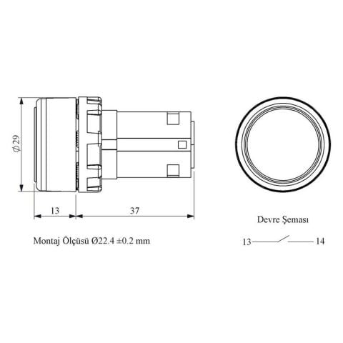EMAS MB100DY B SERİSİ MONOBLOK BUTON YEŞİL CAMLI 1NO