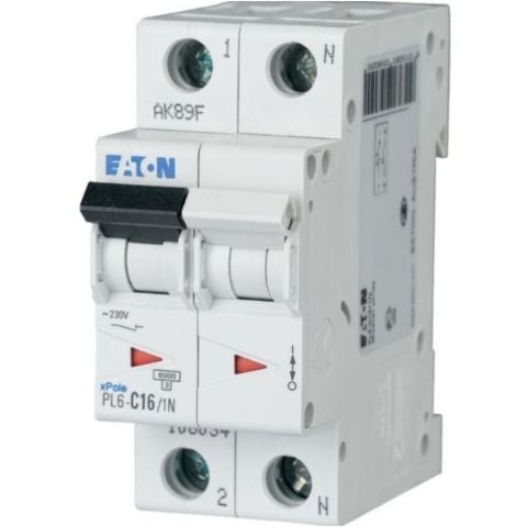 EATON PL6-B16/1N OTOMATİK SİGORTA - 6KA - B EĞRİSİ - 1X16A+N