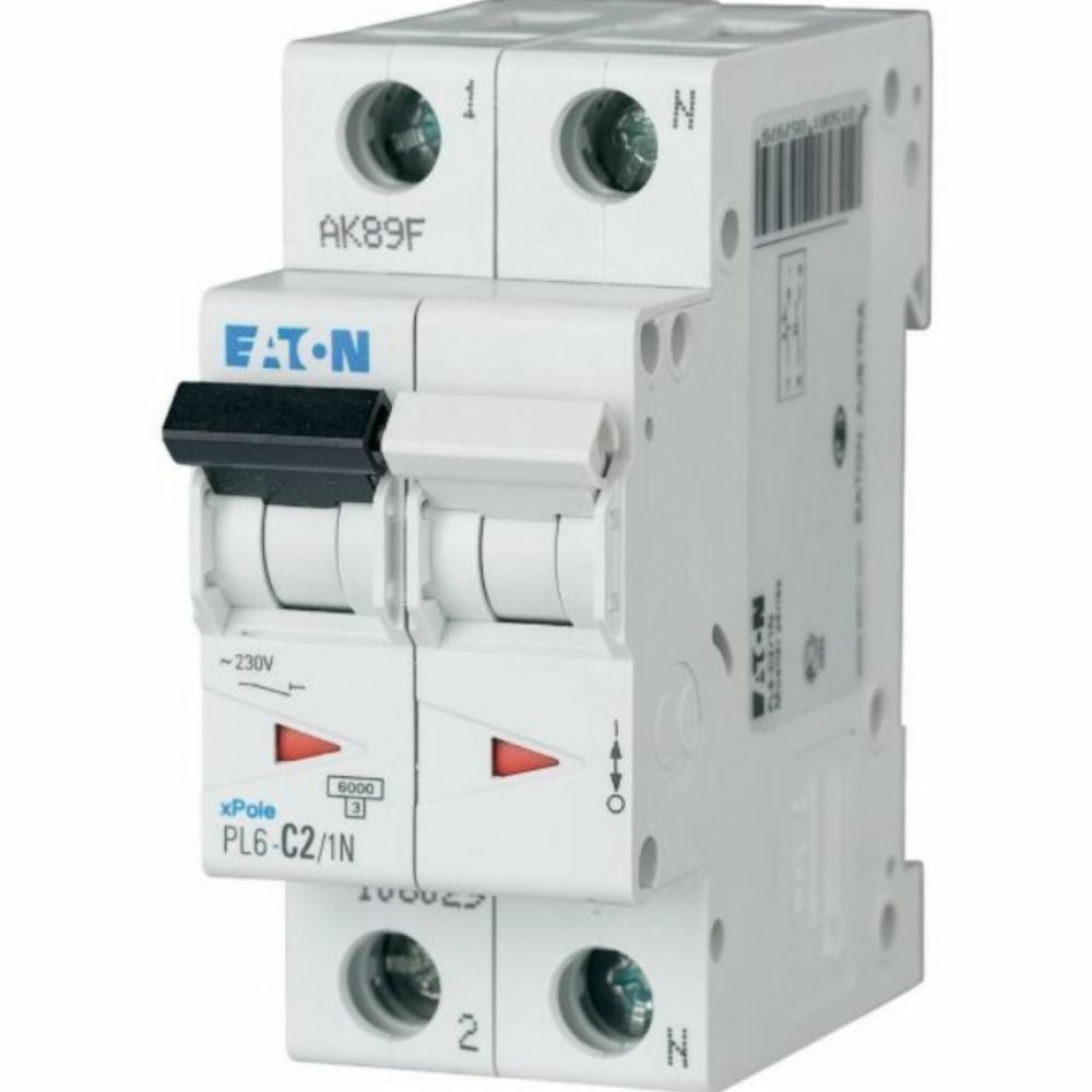 EATON PL6-C2/1N OTOMATİK SİGORTA - 6KA - C EĞRİSİ - 1X2A+N