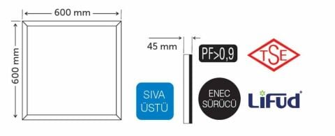 İNOLED 40W 60X60 S/Ü B.L LEDPANEL-TSE/E.(B-6500K)