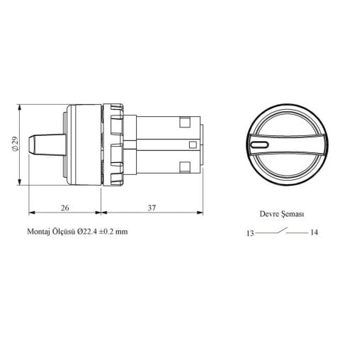 EMAS MB100S20 B SERİSİ MONOBLOK SEÇİCİ 2 POZİSYON KALICILI 0-1