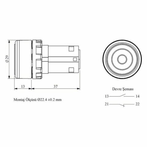 EMAS MB102FK MONOBLOK KALICILI KIRMIZI CAMLI 1NO+1NC