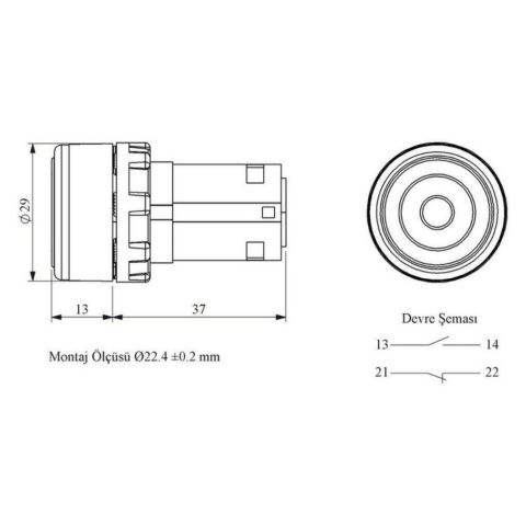 EMAS MB102FK MONOBLOK KALICILI KIRMIZI CAMLI 1NO+1NC