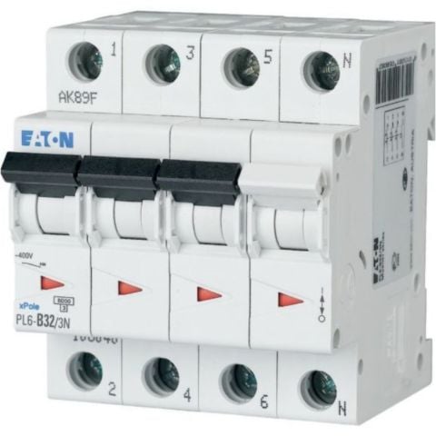 EATON PL6-C32/3N OTOMATİK SİGORTA - 6KA - C EĞRİSİ - 3X32A+N