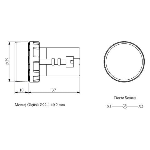 EMAS MBSD024Y B SERİSİ MONOBLOK SİNYAL 24V YEŞİL