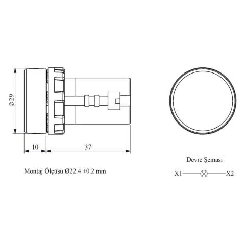 EMAS MBSD220K B SERİSİ MONOBLOK SİNYAL 220V KIRMIZI
