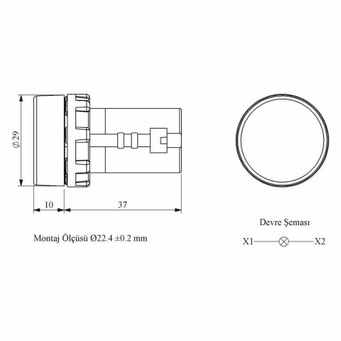 EMAS MBSD220K B SERİSİ MONOBLOK SİNYAL 220V KIRMIZI