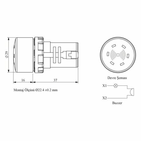 EMAS MBZS024S B SER.M.BLOK BUZZER SİNYALLI 24V IP KORUMASIZ