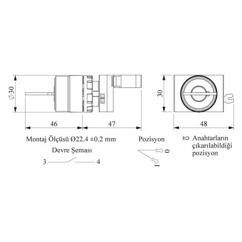 EMAS CM100AC20 C SOMUNLU METAL START ANAHTAR KALI.(0-1)ANAH.ÇIK.
