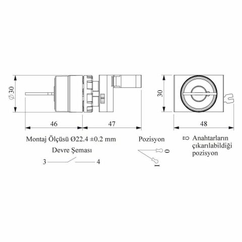 EMAS CM100AC20 C SOMUNLU METAL START ANAHTAR KALI.(0-1)ANAH.ÇIK.
