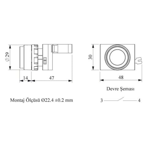 EMAS CP100HK C PLASTİK YUKSEK BUTON START KIRMIZI