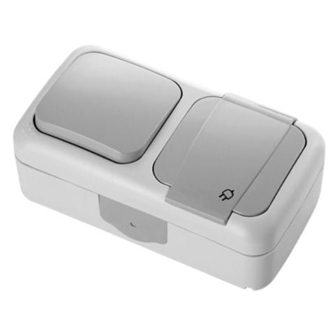 VİKO PALMİYE GRİ ANAHTAR+TOP PRİZ Ç.B. KOMB Y-