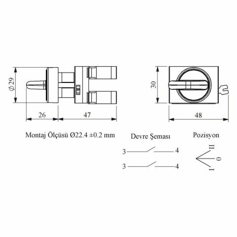 EMAS CP101S30 C PLASTİK ÇİFT START SEÇİCİ(2-0-1) DÖNÜŞLÜ