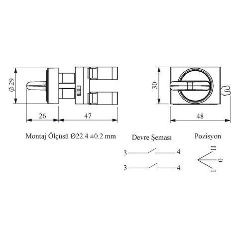 EMAS CP101S30 C PLASTİK ÇİFT START SEÇİCİ(2-0-1) DÖNÜŞLÜ