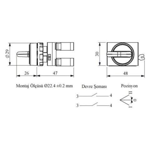 EMAS CP101S32 C PLASTİK ÇİFT START SEÇİCİ (2-0-1) DÖNÜŞLÜ