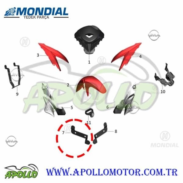 ON CAMURLUK BAGLANTI BRAKETI SAG ORİJİNAL MONDIAL DRİFT L 125 - KD-F - KDE5