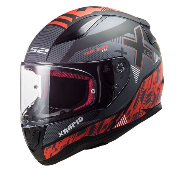 LS2 RAPID XTREET MAT SİYAH-KIRMIZI KAPALI KASK