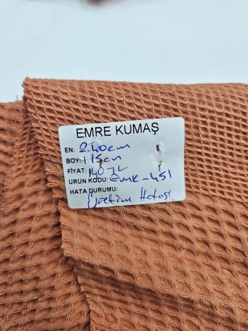 Kiremit Renk Waffle Pike Kumaşı