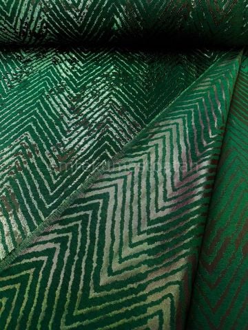 Lux - Zümrüt Yeşil Zigzag Desen Şönil Pike
