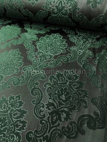 Lux - Zümrüt Yeşil Damaks Desen Şönil Pike