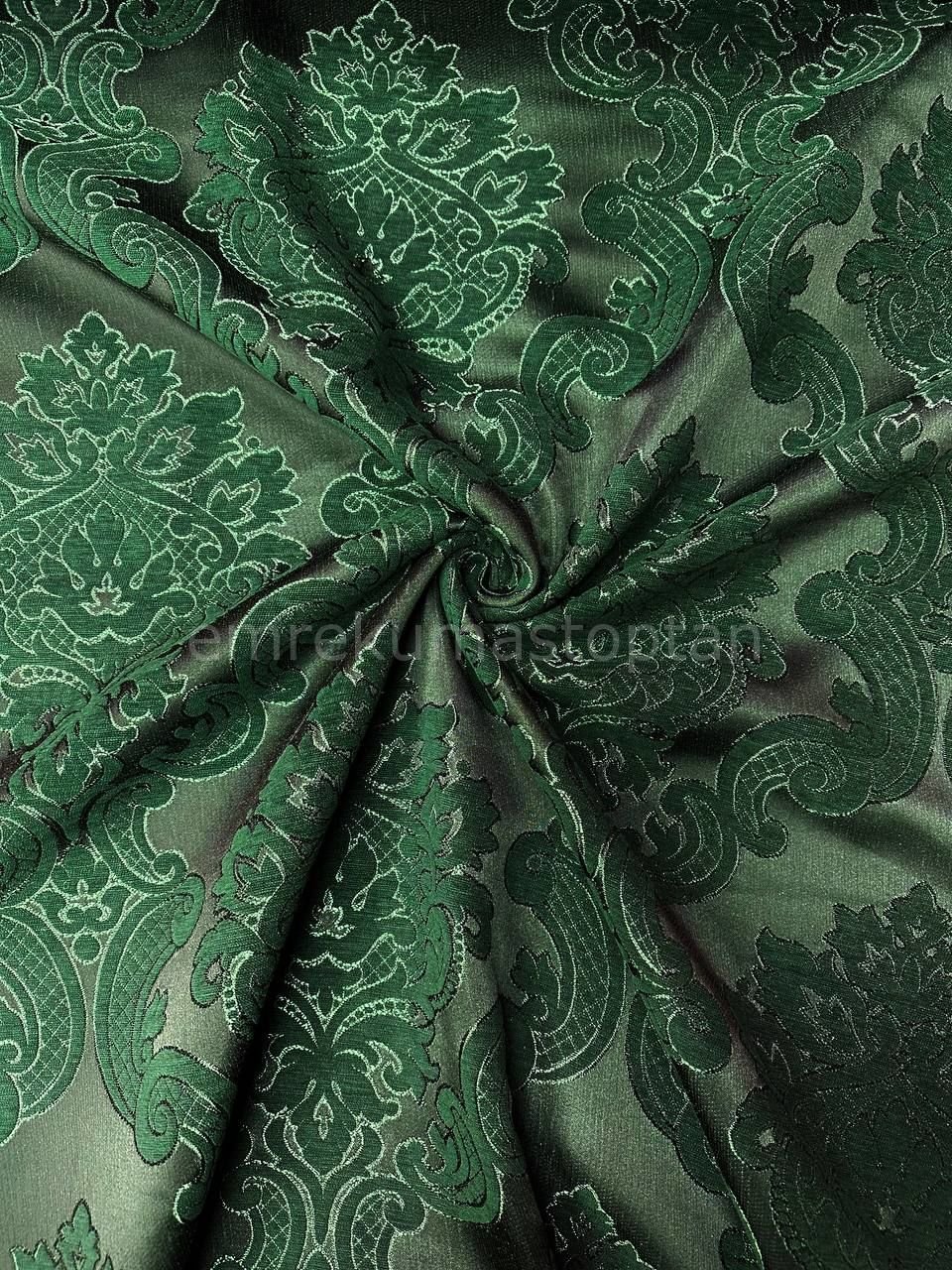 Lux - Zümrüt Yeşil Damaks Desen Şönil Pike