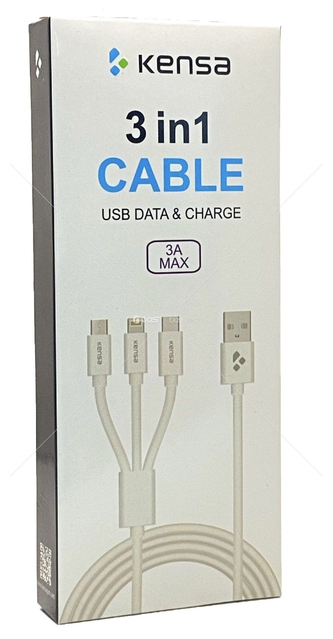 Kensa 3in1 Cable 3A Max USB Data&Charge