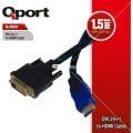 Qport Q-Hdv Dvı To Hdmı 24+1 Converter Çevirici Kablo 1,8 Mt Q-Hdv