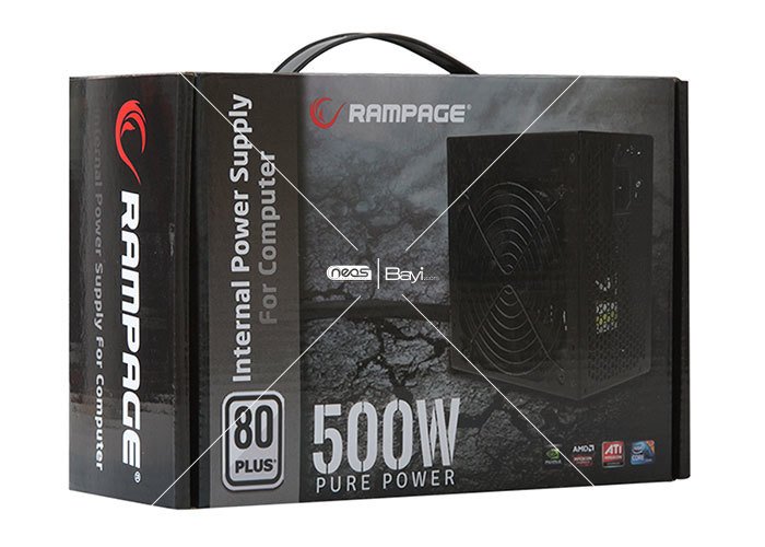 Rampage RMP-500-80P 500W 80 PLUS 12cm Fan Aktif PFC Power Supply