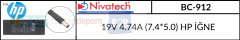Nivatech 19V 4.74A (7.4*5.0) HP İĞNE BC-912