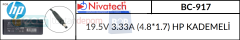 Nivatech 19.5V 3.33A (4.8*1.7) HP KADEMELİ BC-917