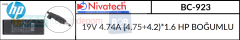 Nivatech 19V 4.74A (4.75+4.2)*1.6 HP BOĞUMLU BC-923