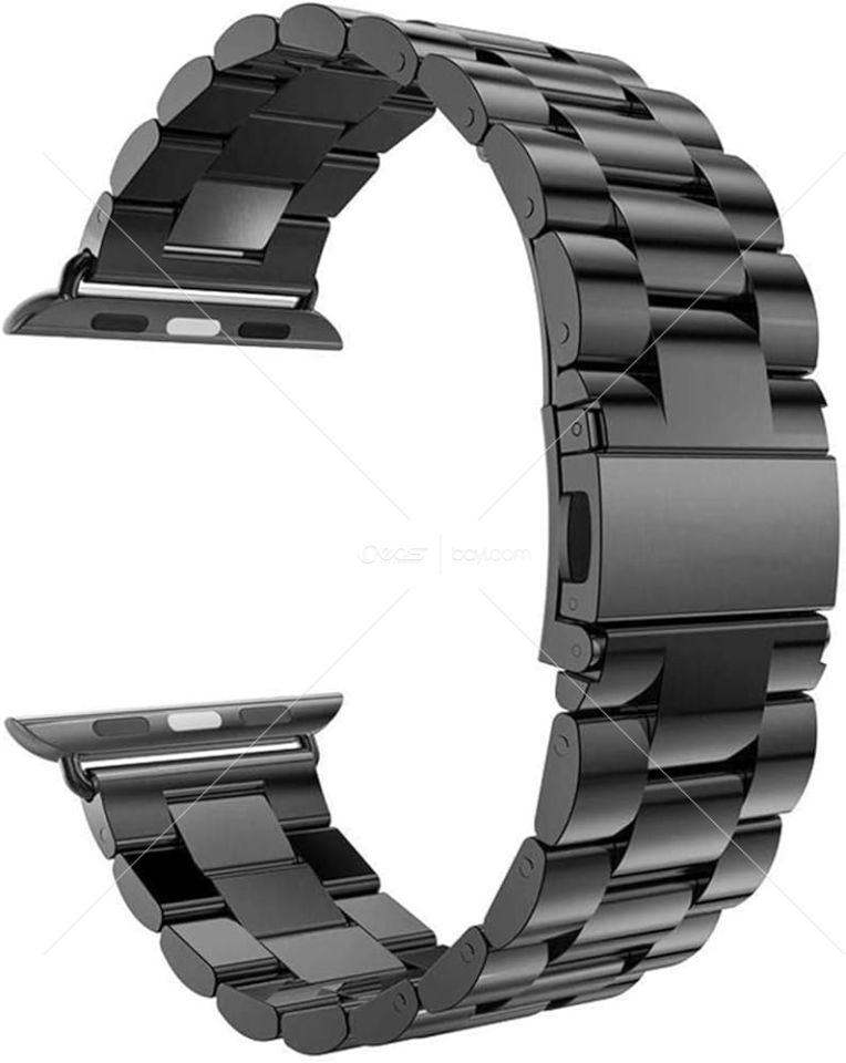 Baklava Model Çelik Paslanmaz Siyah Kordon Tüm APPLE Watch'lar için UYUMLU Gümüş(Kopya)