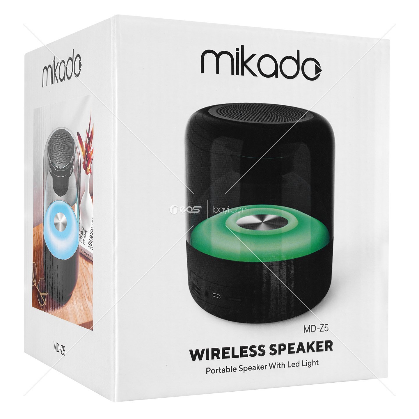 Mikado MD-Z5 Bluetooth-Usb -Aux -TF Card 3.7V 1200mAh Led Işıklı Taşınabilir Speaker
