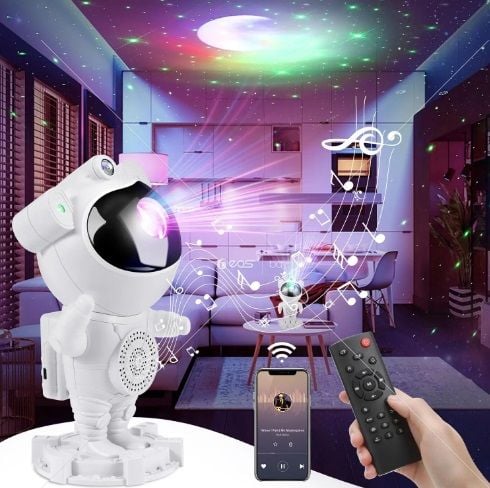 Astronot Bluetooth Led gece lambası ev dekorasyon USB şarj edilebilir lamba beyaz gürültü uzaktan kumanda ile yıldızlı Projektör lambası