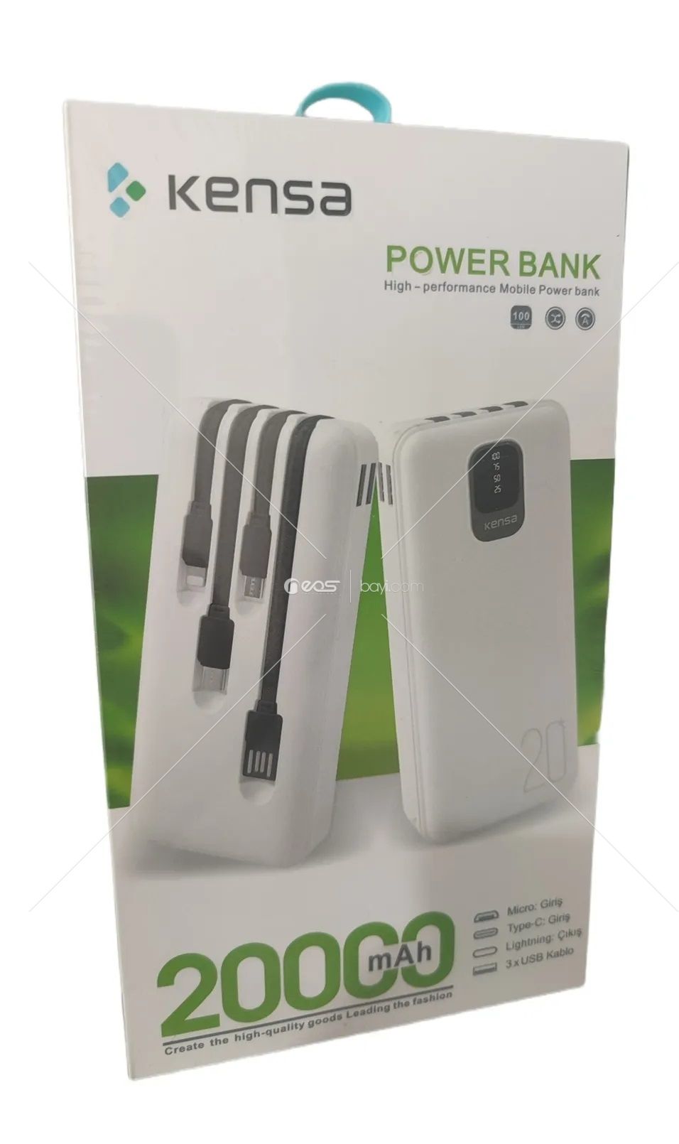 Kensa Powerbank Kp-57 20.000 Mah Kendinden Kablolu Dijital Göstergeli Hızlı Şarj