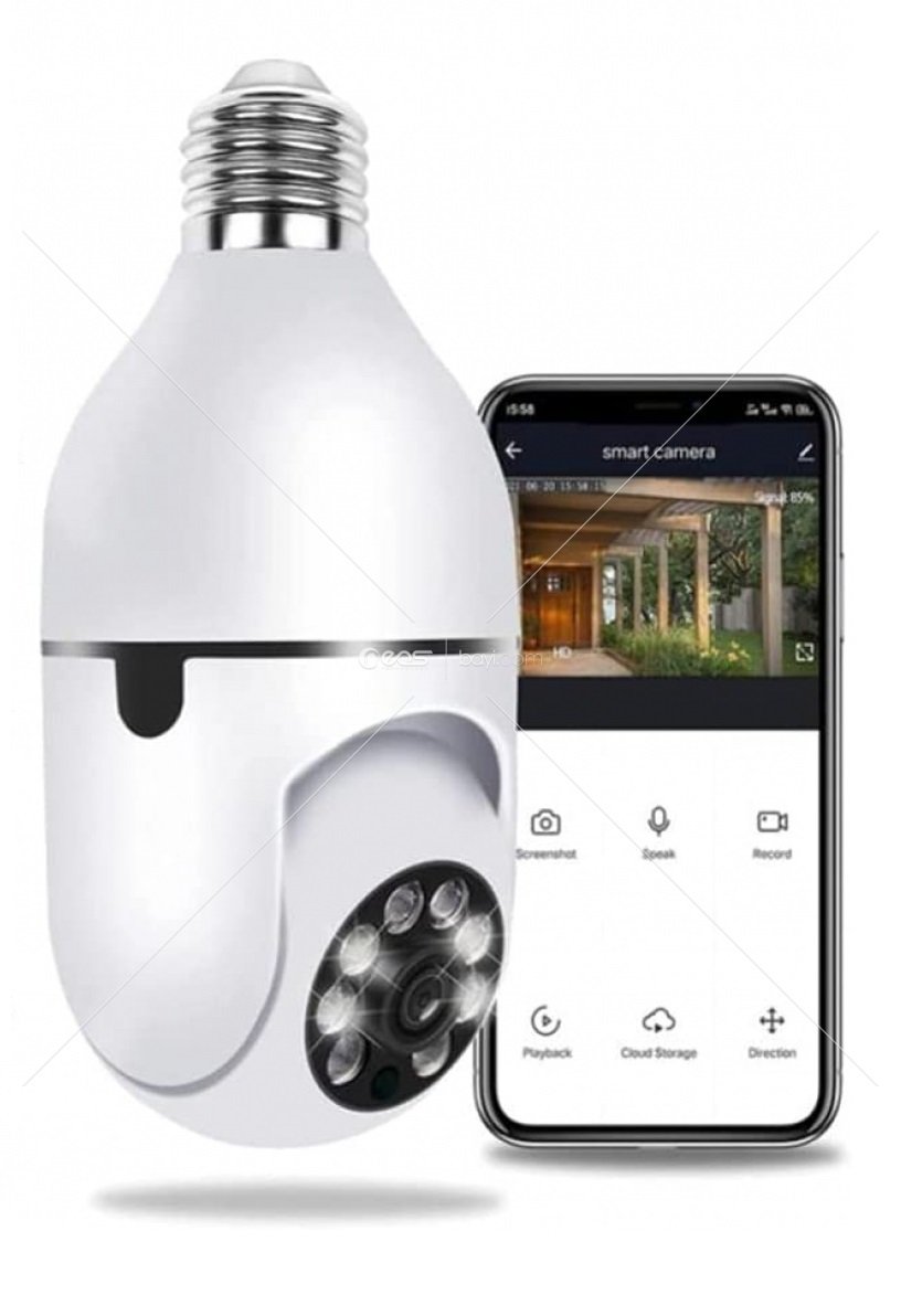 Mbois Wifi 360 Panoramik Ampul Kamera Güvenlik Kamerası Çift Wifi 360 Derece Gece Görüşlü