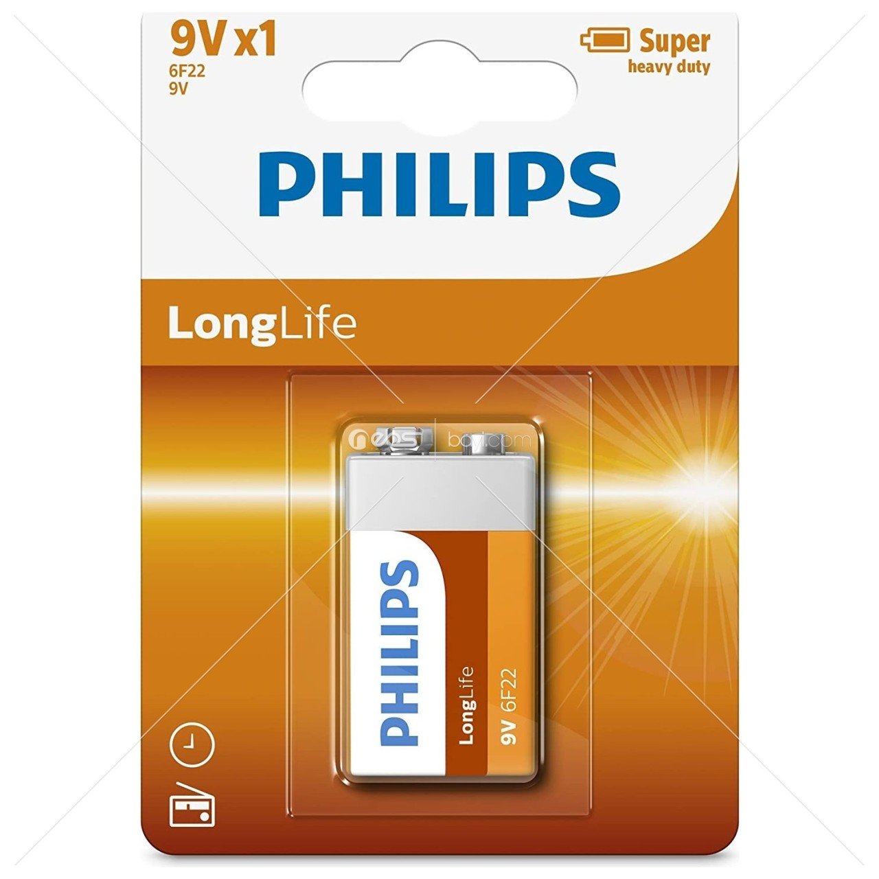 Philips 6F22L1B/05 9V Battery Long Life Zinc Chloride Pil 24 Paket/Tekli