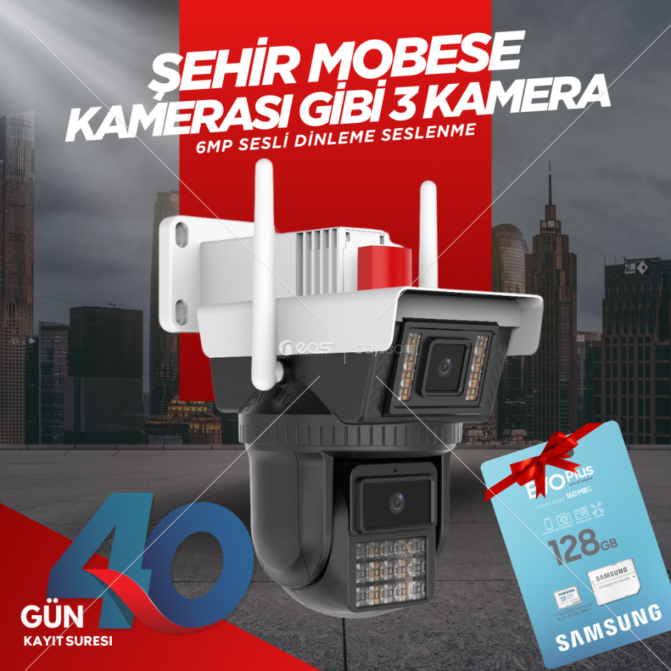 O-KAM 3040 6MP Dual Lens WİFİ PTZ CAMERA 128GB HEDİYELİ