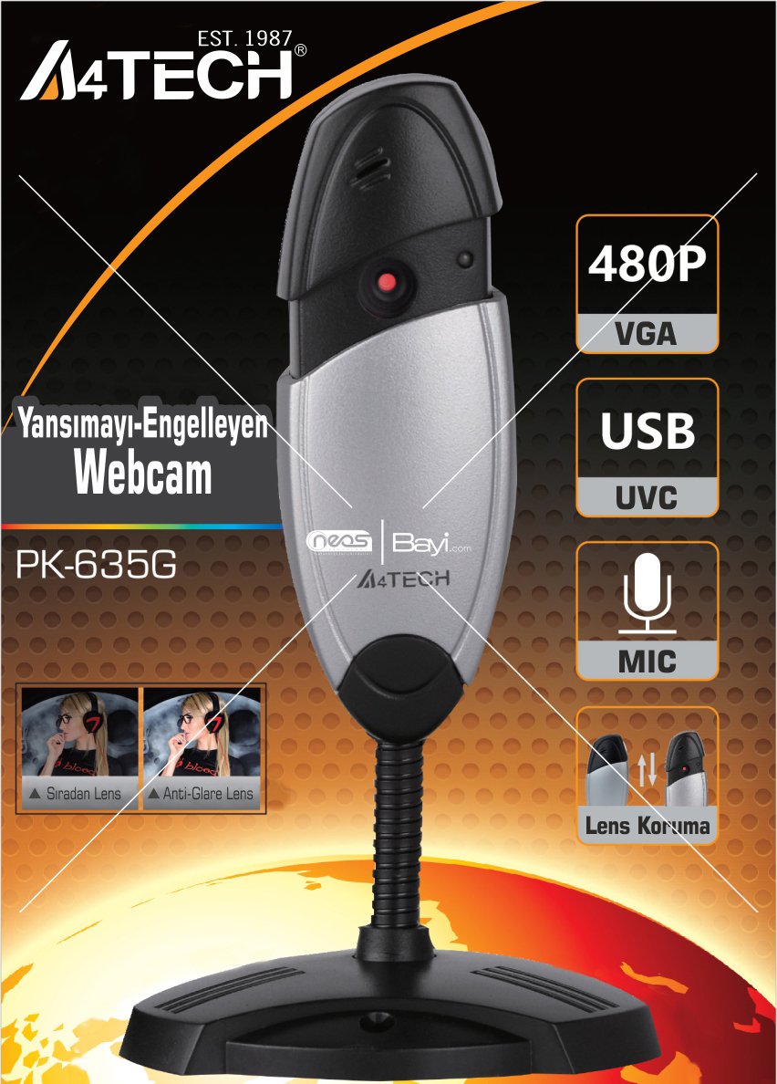 A4 TECH PK-635G Anti Glare Tak Çalıştır Mikrofonlu Webcam 480K