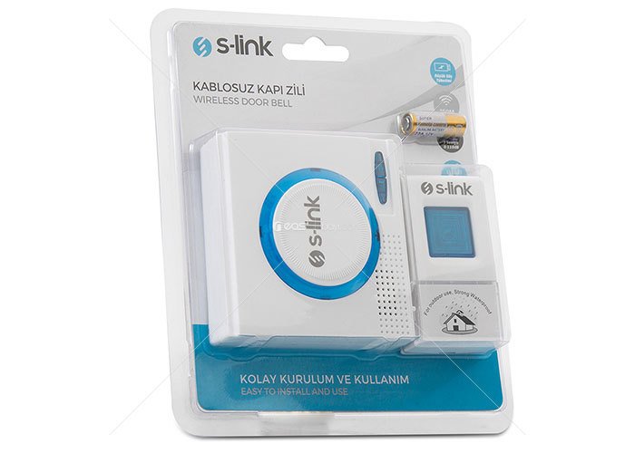 S-link ZL-145 3xAA Beslemeli 32Pol. Melodi Beyaz/Mavi Kablosuz Kapı Zili