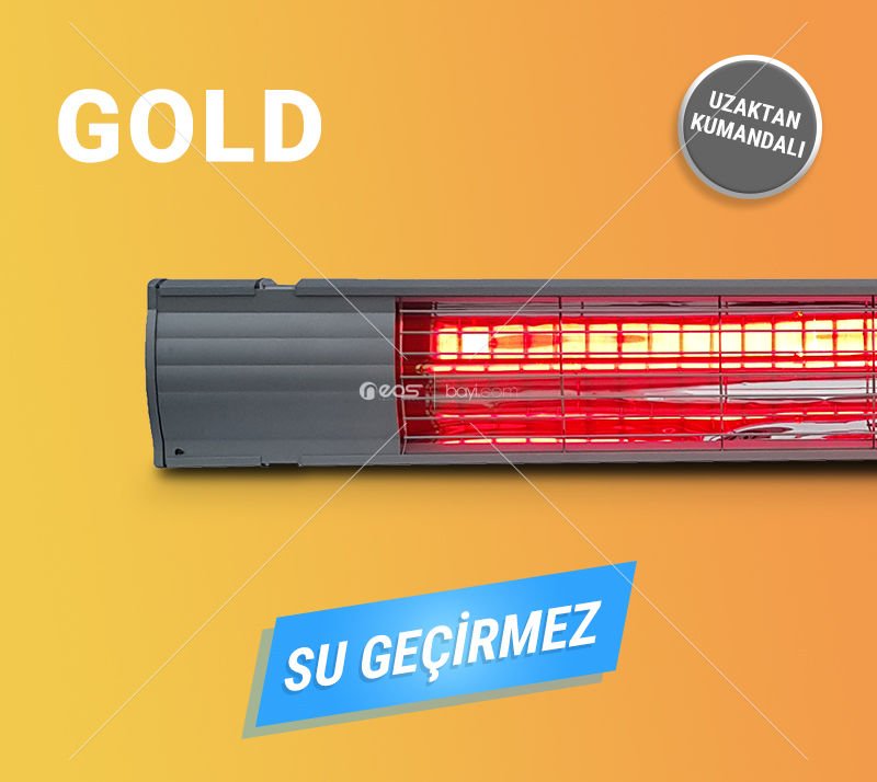 Gold 2000W Infrared Dış Mekan Isıtıcı (Siyah Kasa)