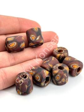 Gana-Krobo Cam Boncuk Kahverengi 13x16 mm