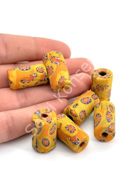 Gana-Krobo Cam Boncuk Hardal 13x25 mm