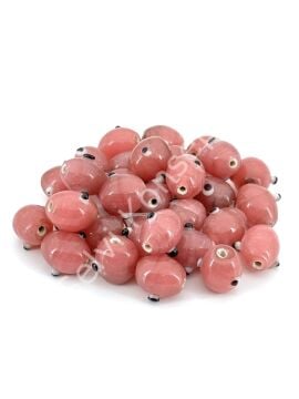 Pembe Benekli Hint Cam Boncuk 10x12 mm 50 gr