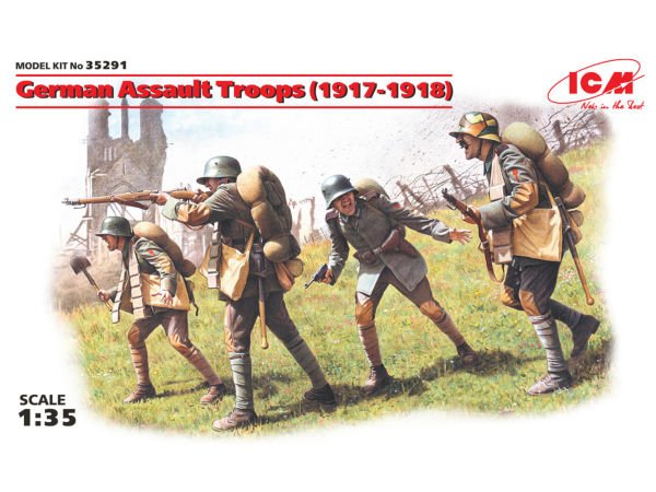 1/35 German Assault Troops (1917-1918) 4 figures – 1 unterofficer, 3 soldiers