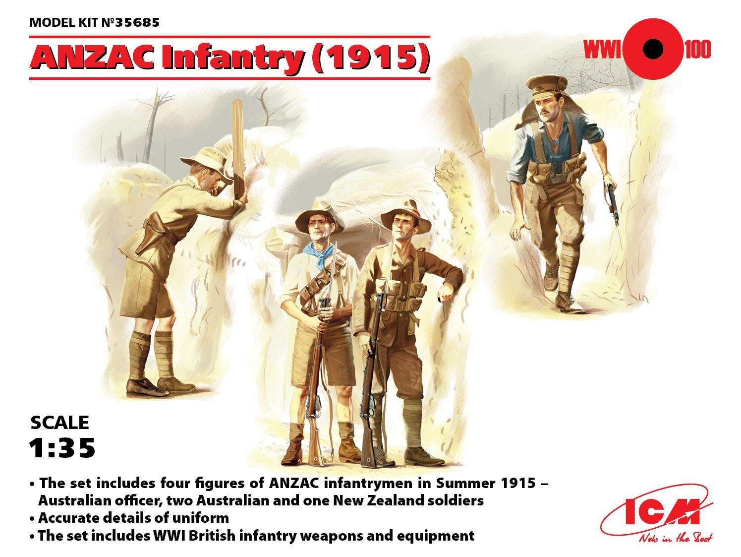 1/35 ANZAC Infantry (1915) 4 figures