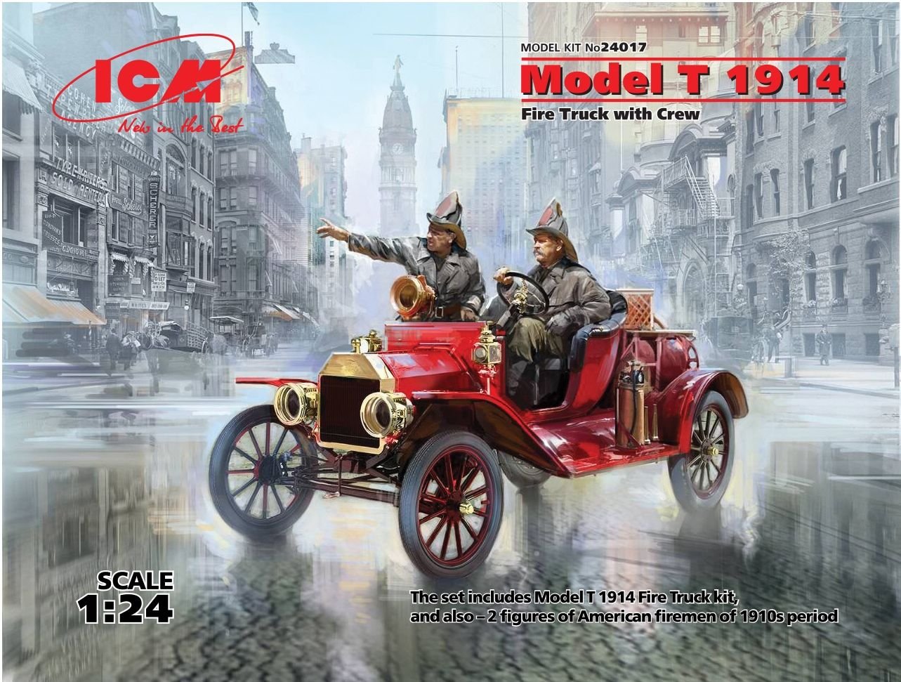 1/24 Model T 1914 Fire Truck with Crew 2 figures