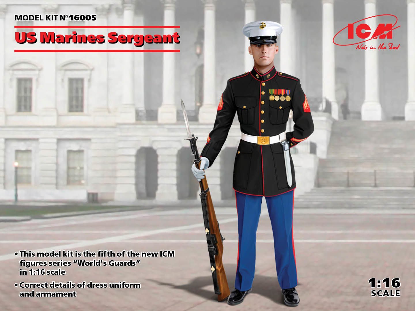 1/16 US Marines Sergeant The set includes 26 parts for assembly of one figure.