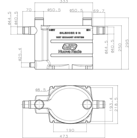 Tekne Su Kilidi ve Egzoz Susturucusu 9L, Oval, Siyah