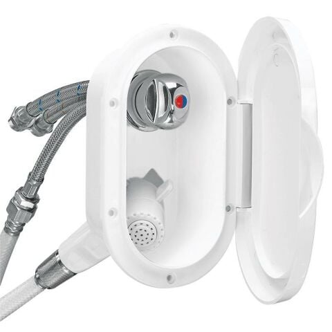 Case w/Wh.Shower, Cold Wat.Tap, 3m Hose, w/Lid, White